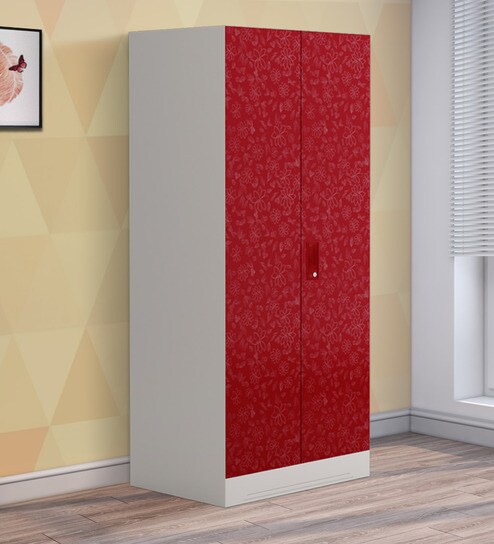 Slimline Metal 2 Door Almirah In Red Floral Colour By Godrej Interio