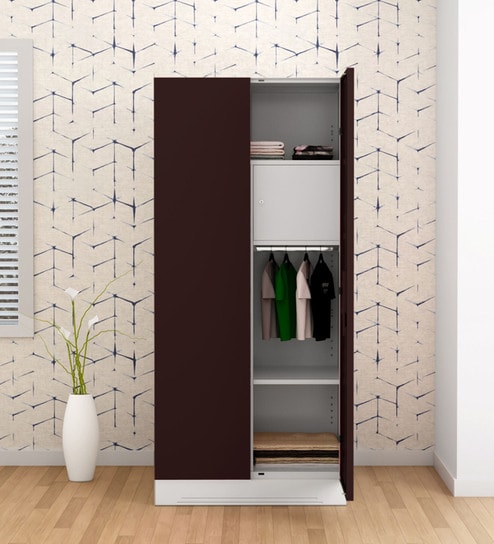 Buy Slimline Metal 2 Door Almirah In Russet Colour By Godrej