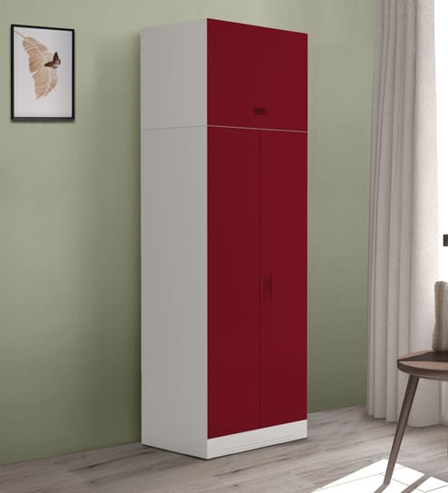 Slimline Metal 2 Door Almirah In Textured Ceremine Red Colour By Godrej Interio