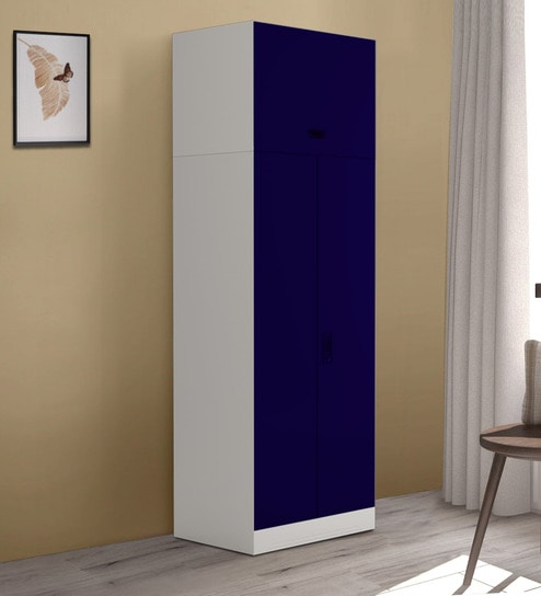 Buy Slimline Metal 2 Door Almirah In Textured Ultra Marine Blue