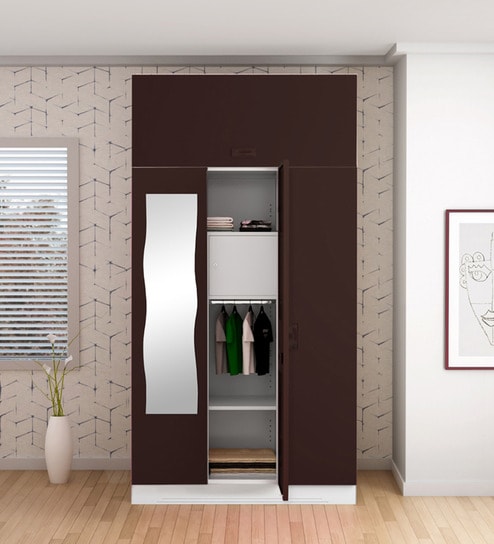 Slimline Metal 3 Door Almirah in Russet Colour