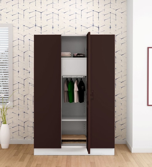 Buy Slimline Metal 3 Door Almirah In Russet Colour By Godrej