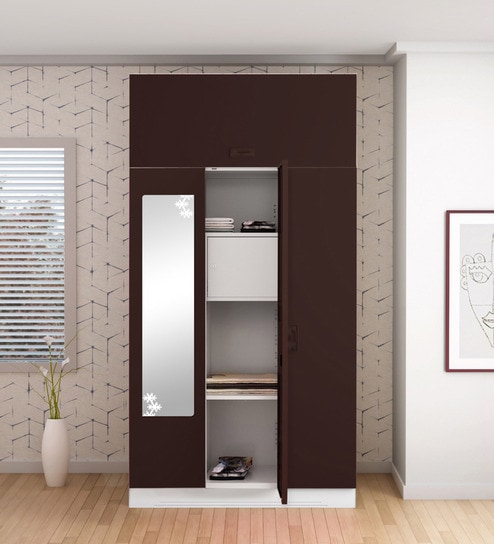 Buy Slimline Metal 3 Door Almirah In Russet Colour By Godrej