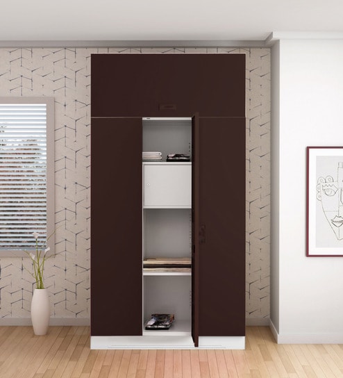 Buy Slimline Metal 3 Door Almirah In Russet Colour By Godrej