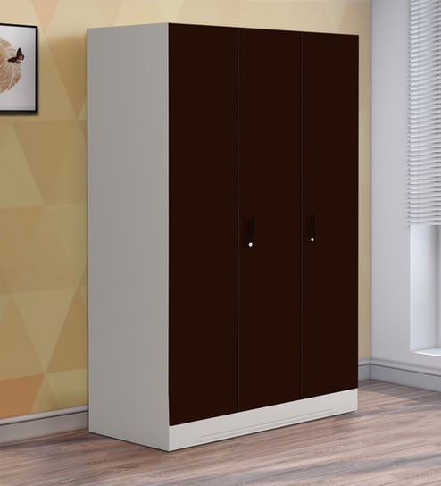 Buy Slimline Metal 3 Door Almirah In Russet Colour By Godrej