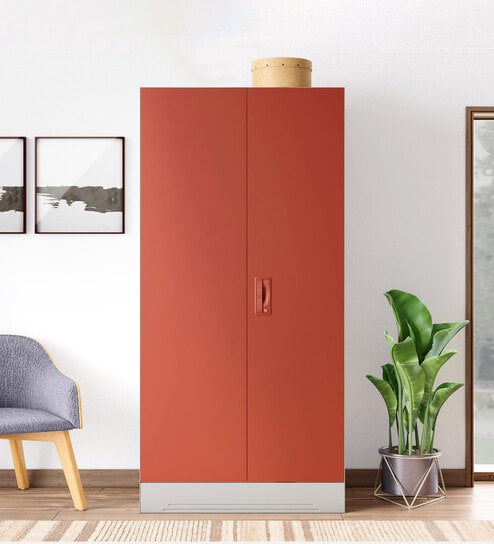 Slimline Steel 2 Door Almirah in Textured Terracotta Colour