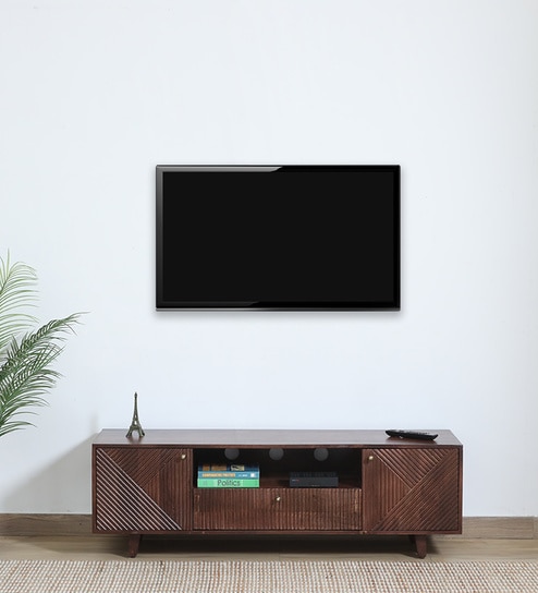 Sloan Solid Wood TV Console in Honey Finish