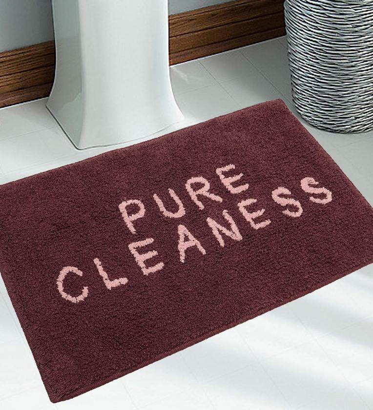 Buy Purple Cotton Slogan Pattern 30X18 Inches Max Absorbent Bath Mat by