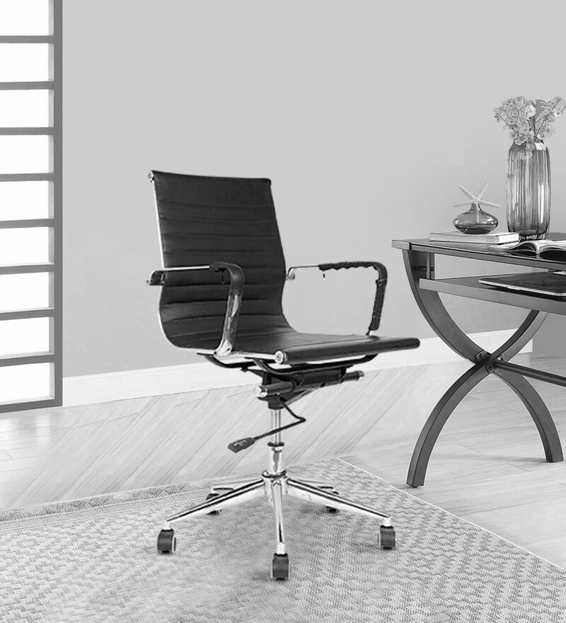 Buy Sleek All Leatherette Executive Chair in Black Colour by Star India Online Executive