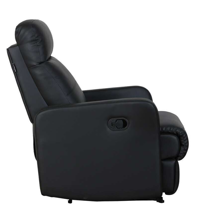 Buy Sleek Leatherette Manual 1 Seater Recliner in Black Colour Online