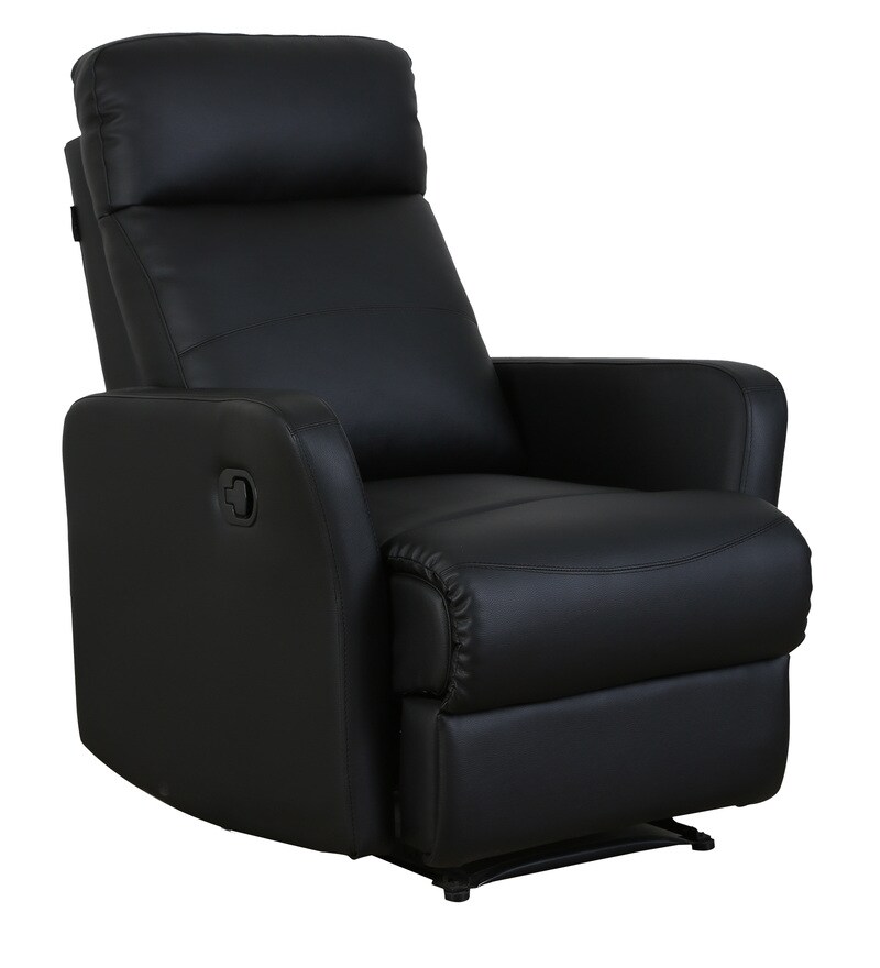 Buy Sleek Leatherette Manual 1 Seater Recliner in Black Colour Online