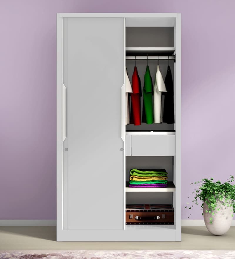 Buy Slide N Store Compact Sliding Wardrobe in Tex Bond White Finish by ...