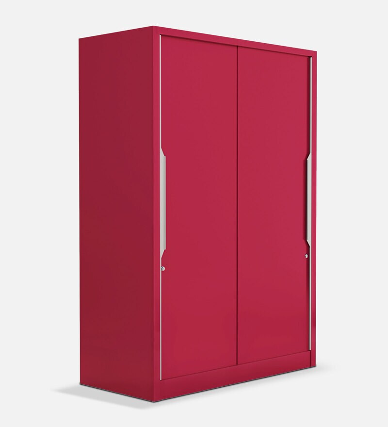 Buy Slide N Store Metal Sliding Door Wardrobe in Tex Blush Red Finish