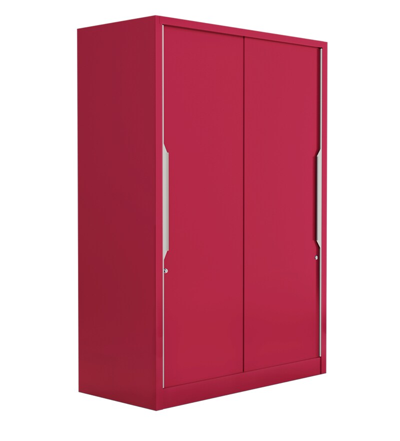 Buy Slide N Store Metal Sliding Door Wardrobe in Tex Blush Red Finish by Godrej Interio Online