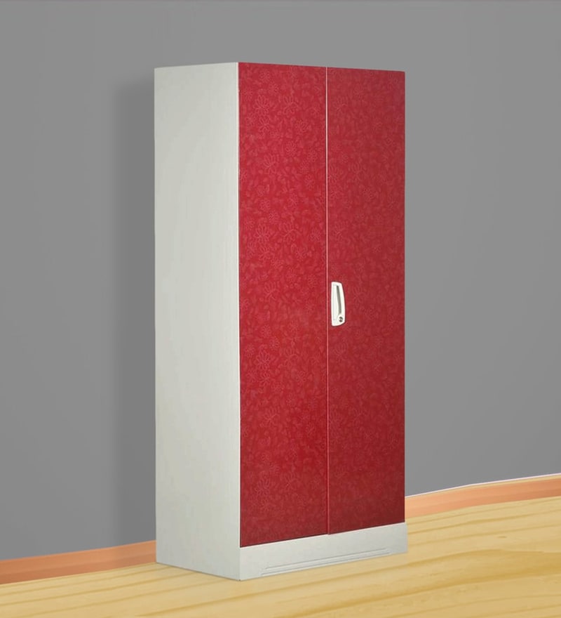 Buy Slimline 2 Door Wardrobe with Locker in Red Color by Godrej Interio