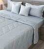 Slate Blue 300TC 100% Cotton Solid & Quilted Double Bedding Set