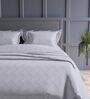 Slate Blue Geometric 300TC Cotton Super King Sized Double Bedsheet with 2 piping Pillow Covers