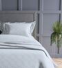 Slate Blue Geometric 300TC Cotton Super King Sized Double Bedsheet with 2 piping Pillow Covers