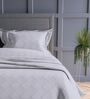 Slate Blue Geometric 300TC Cotton Super King Sized Double Bedsheet with 2 piping Pillow Covers