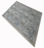 Slate Blue Stripped Wool And Cotton 5 X 8 Ft Hand Tufted Carpet
