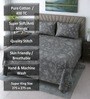 Slate Grey Floral 400 Tc Cotton Super King Size Bedsheet With 2 Pillow Covers