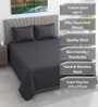Slate Grey Solid 400 TC Cotton Satin Superking Size Bedsheet With 2 Pillow Covers
