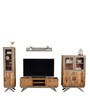 Slate TV Unit for TVs up to 43" With 2 Cabinets & 1 Wall Shelf In Teak Finish