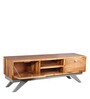 Slate TV Unit for TVs up to 43" With 2 Cabinets & 1 Wall Shelf In Teak Finish