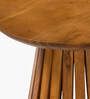 Slatted Solid Wood Side Table In Walnut Finish