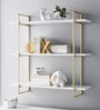 Sleek Designer Wall Shelf with Golden Metallic Frame