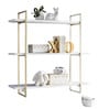 Sleek Designer Wall Shelf with Golden Metallic Frame