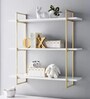 Sleek Designer Wall Shelf with Golden Metallic Frame