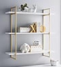 Sleek Designer Wall Shelf with Golden Metallic Frame