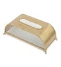 Gold Glass Sleek Slant Diamond Crystal Napkin Box