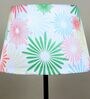 Sleek Spark Black Metal Table Lamp With Floral Print Satin Shade