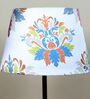 Sleek Spark Black Metal Table Lamp With English Oak Print Satin Shade