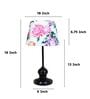Sleek Spark Black Metal Table Lamp With Carnation Print Satin Shade