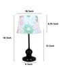 Sleek Spark Black Metal Table Lamp With Floral Print Satin Shade