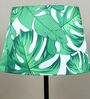 Sleek Spark Black Metal Table Lamp With Palm Print Satin Shade
