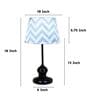 Sleek Spark Black Metal Table Lamp With Maze Print Satin Shade
