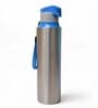 Blue Sleek Stainless Steel Fridge & Gym Bottle with Flip Top Cap & Strap, 700 ml