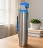 Blue Sleek Stainless Steel Fridge & Gym Bottle with Flip Top Cap & Strap, 700 ml