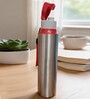 Red Sleek Stainless Steel Fridge & Gym Bottle with Flip Top Cap & Strap, 700 ml