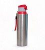 Red Sleek Stainless Steel Fridge & Gym Bottle with Flip Top Cap & Strap, 700 ml