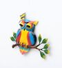 Sleepy Owl Multicolour Handmade Metal Wall Art