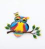 Sleepy Owl Multicolour Handmade Metal Wall Art