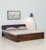 Sleigh Sheesham Wood King Size Bed With Drawer Storage In Provincial Teak Finish