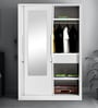 Slide Metal Sliding Door Wardrobe in Bond White Colour with Mirror