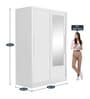 Slide Metal Sliding Door Wardrobe in Bond White Colour with Mirror