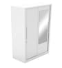 Slide Metal Sliding Door Wardrobe in Bond White Colour with Mirror